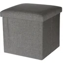 NL Storage Box / Footstool - Footstool with Shelf - 38 x 38 cm - Cotton - Grey