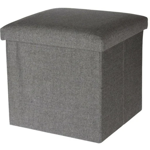 "NL Storage Box / Footstool - Footstool with Shelf - 38 x 38 cm - Cotton - Grey image"