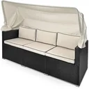 Polyrattan Sofa - Black-Cream - 210x70x70cm - With Sunroof