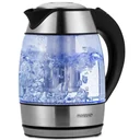 Kettle silver/black glass 1.8L including tea strainer