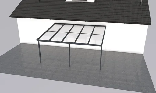 "Patio roof Premium, anthracite, 5100 x 4060 mm - Polycarbonate multi-wall sheets 16 mm, opal image"