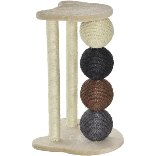"Cat tree with platform, cat tree with 2 sisal posts and 4 sisal balls, E1 chipboard 38 x 38 x 64 cm image"