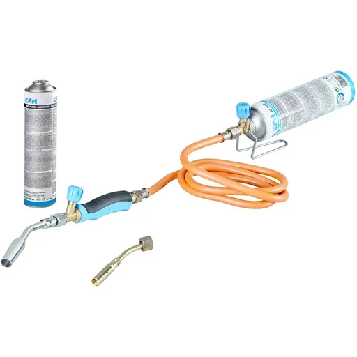 "Luxury soldering torch 800°C with additional gas bottle 360° rotatable image"