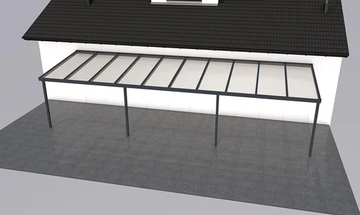"Patio roof Premium, anthracite, 10140 x 3060 mm - 10 mm laminated safety glass (VSG) image"