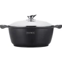 Marble casserole with black glass lid - 20 cm