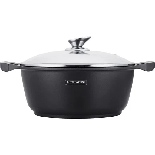 "Marble casserole with black glass lid - 20 cm image"