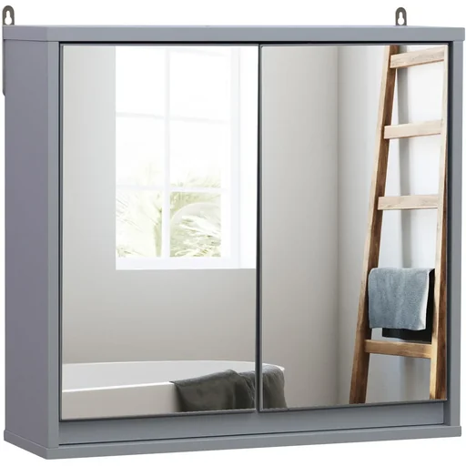 "Bathroom cabinet wall cabinet bathroom furniture wall cabinet mirror cabinet wood gray 48 x 14.5 x 45 cm image"