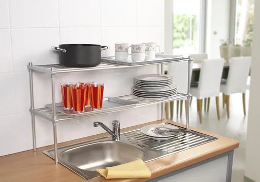 "Variable stacking shelf, for the kitchen, silver image"