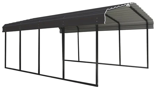 "Steel carport and car garage Rome grey/black, 600x370x260 cm image"