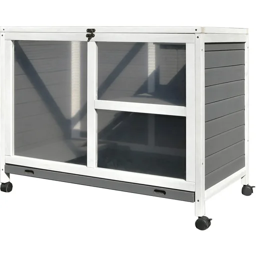 "Rabbit hutch with wheels natural image"