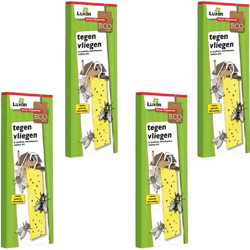 "Luxan Fly Tape / Fly Trap / Adhesive Strip with Hook - ECO non-toxic - 4 PIECES image"