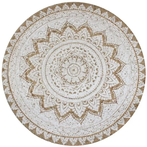 "Rug with print round 90 cm woven jute image"