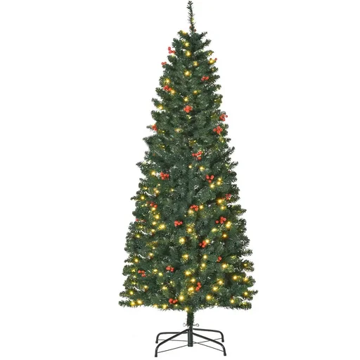 "Artificial Christmas tree 180 cm with 250 LED lights 628 branch tips Christmas tree PVC metal green Ø63 x 180 cm image"