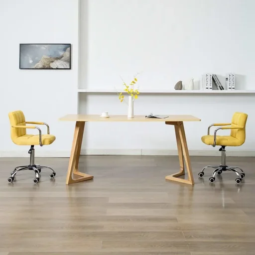 "Dining room chairs swivel 2 pieces fabric yellow image"