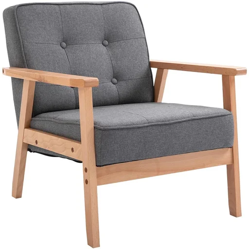 "Upholstered chair with armrests grey/natural image"