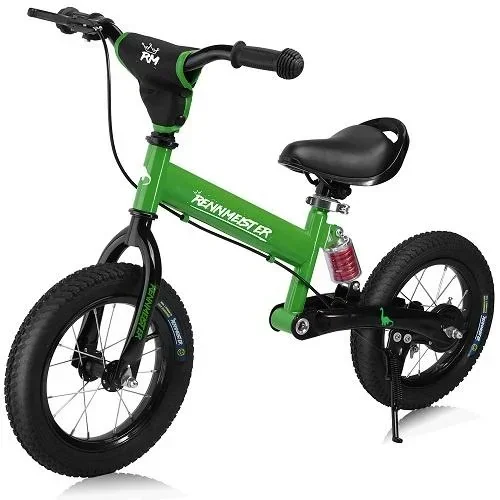 "Balance bike with green suspension image"