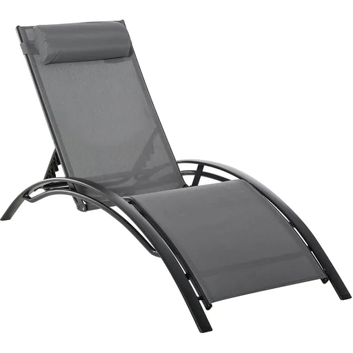 "Sun lounger garden lounger garden chair relaxation chair deck chair aluminum adjustable gray 171 x 64 x 82 cm image"