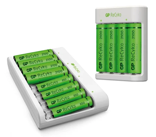 "USB charger for 4 AA / AAA NiMH batteries including 4 ReCyko Mignon (AA) NiMH batteries with 2100 mAh image"