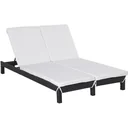 Garden lounger, double lounger, relaxation lounger for 2 people, luxury lounge, 5-level backrest, metal, PE rattan, cream, 195