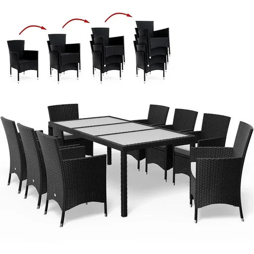 "Polyrattan seating group Milan 17 - Black image"