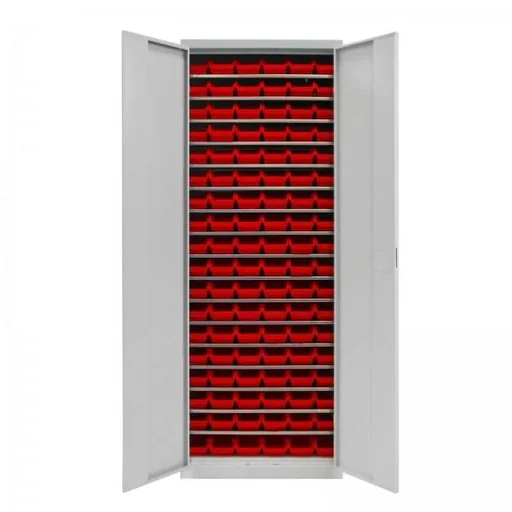 "Shelving unit with door, 17 shelves, 108 storage bins size 2L image"