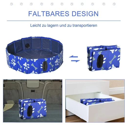 "Dog pool with water drain valve blue image"