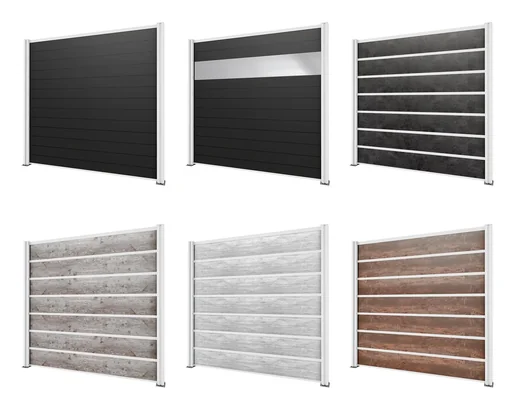 "Privacy screen extension, white, 1.94 x 1.86 m, laminated panels rust look image"