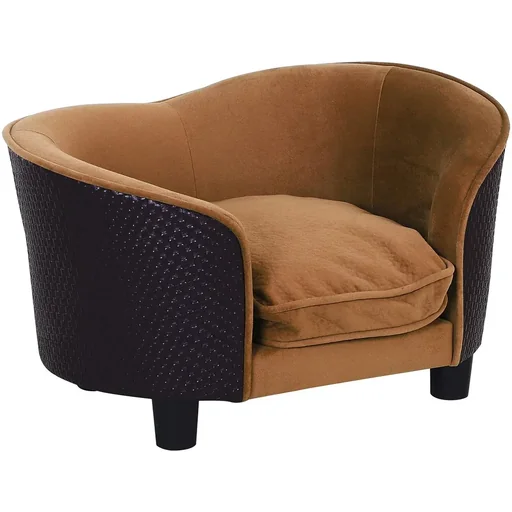 "Dog bed made of imitation suede, brown image"