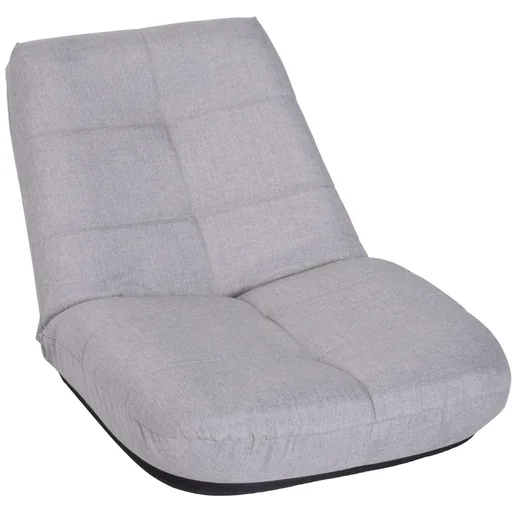 "Seat cushion upholstered chair floor chair without legs with backrest 5-level adjustable linen metal frame light grey 63 x D65 x 6 image"