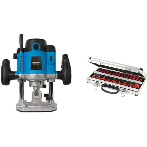 "1500 W router 1/2" WITH 24-piece 1/4" TCT router bit set image"