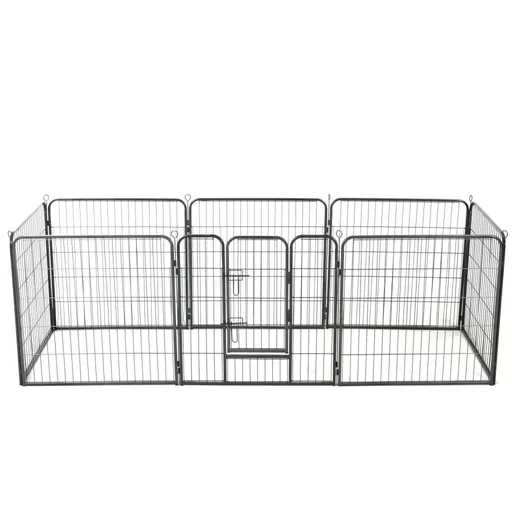 "Dog run 8 panels 80x80 cm steel black image"