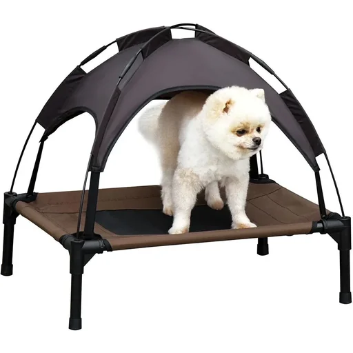 "Pet bed with canopy gray, black image"