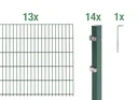 Double rod mesh fence complete set, green, height 100 cm, length 26 m