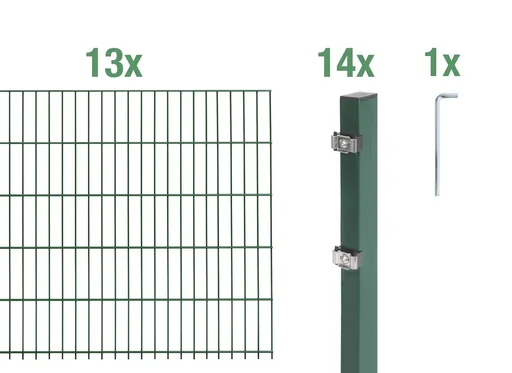 "Double rod mesh fence complete set, green, height 100 cm, length 26 m image"