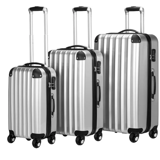 "Hard-shell suitcase set 3-piece silver M/L/XL 36L/59L/89L image"