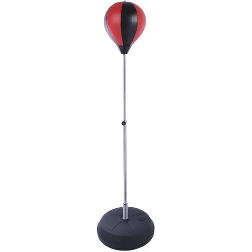 "Punching ball set with boxing gloves black/silver/red image"