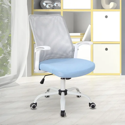 "Office chair, computer chair, swivel chair, desk chair, height adjustable, plastic, blue, 63 x 61 x 93 101 cm image"