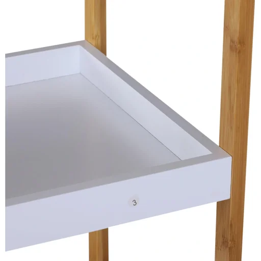 "Bathroom shelf, standing shelf, storage shelf, kitchen shelf, 5 shelves, bamboo + MDF, 32 x 30 x 130 cm image"