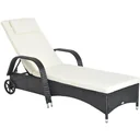 Mobile rattan lounger for the garden