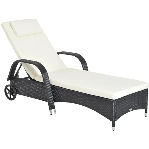 "Mobile rattan lounger for the garden image"