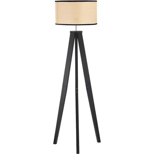 "Floor lamp living room tripod floor lamp 40W modern floor lamp with E27 socket wooden base for bedroom office black+G image"