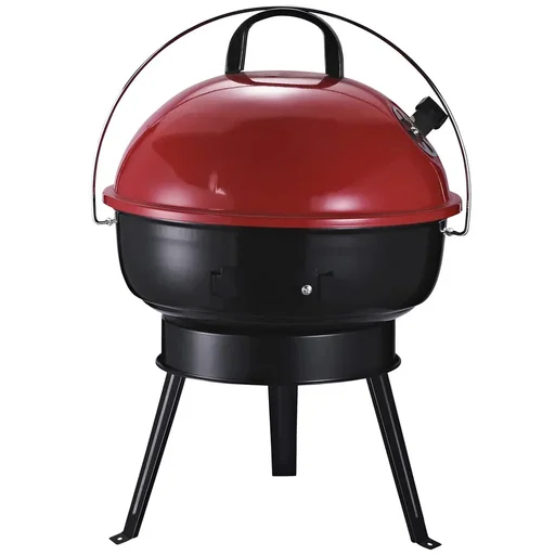 "Kettle grill charcoal grill windbreak tripod base camping picnic portable metal red+black Ø36.5 x 54 cm charcoal grill image"