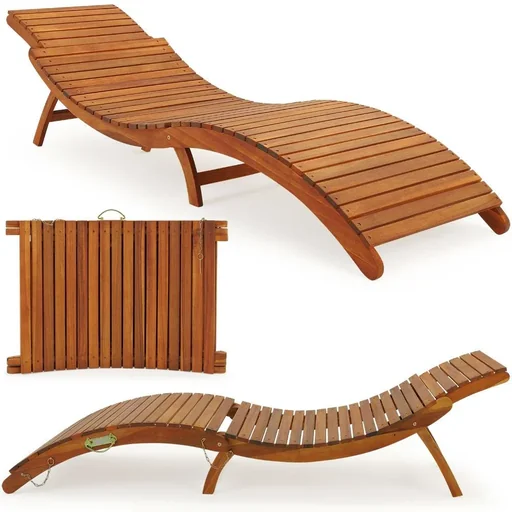 "Foldable lounger made of acacia wood FSC-certified image"