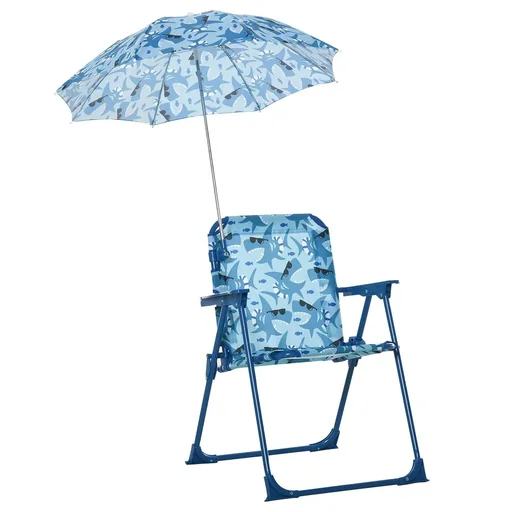 "Children's camping chair with parasol Children's beach chair Folding chair for 1-3 years light weight metal blue 39 x 39 x 5 image"