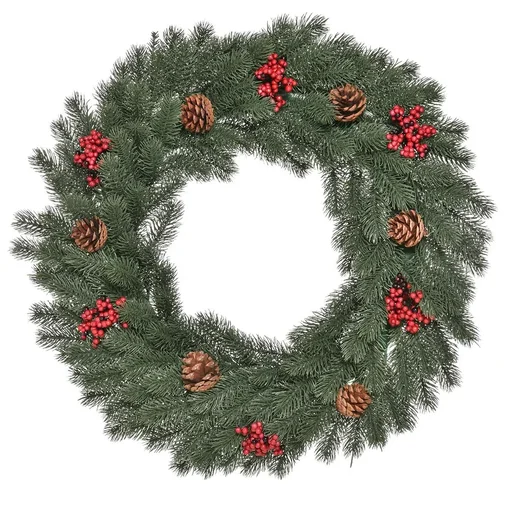 "Fir wreath, door wreath, Christmas wreath, back with hanging eyelet, PE green, Ø60 x 8 cm, Christmas 60 cm | Aosom.de image"
