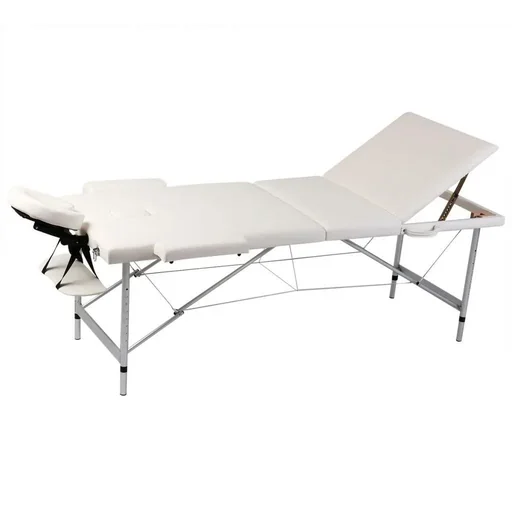"Folding massage table 3 zones with aluminum frame (cream) image"