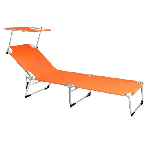 "Lounger 'Hawaii' with sliding roof aluminum orange 195 x 60 x 30cm image"