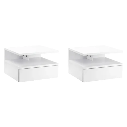 "2-piece wall-mounted nightstands, bedside table, wall cabinet with drawer, floating design, bedroom nightstand, side table image"