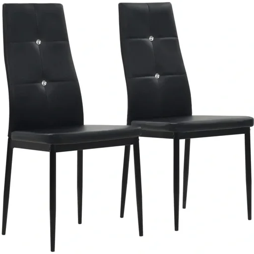 "Dining room chairs 2 pieces faux leather black image"