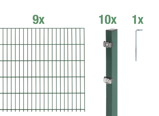 "Double rod mesh fence complete set, green, height 100 cm, length 18 m image"